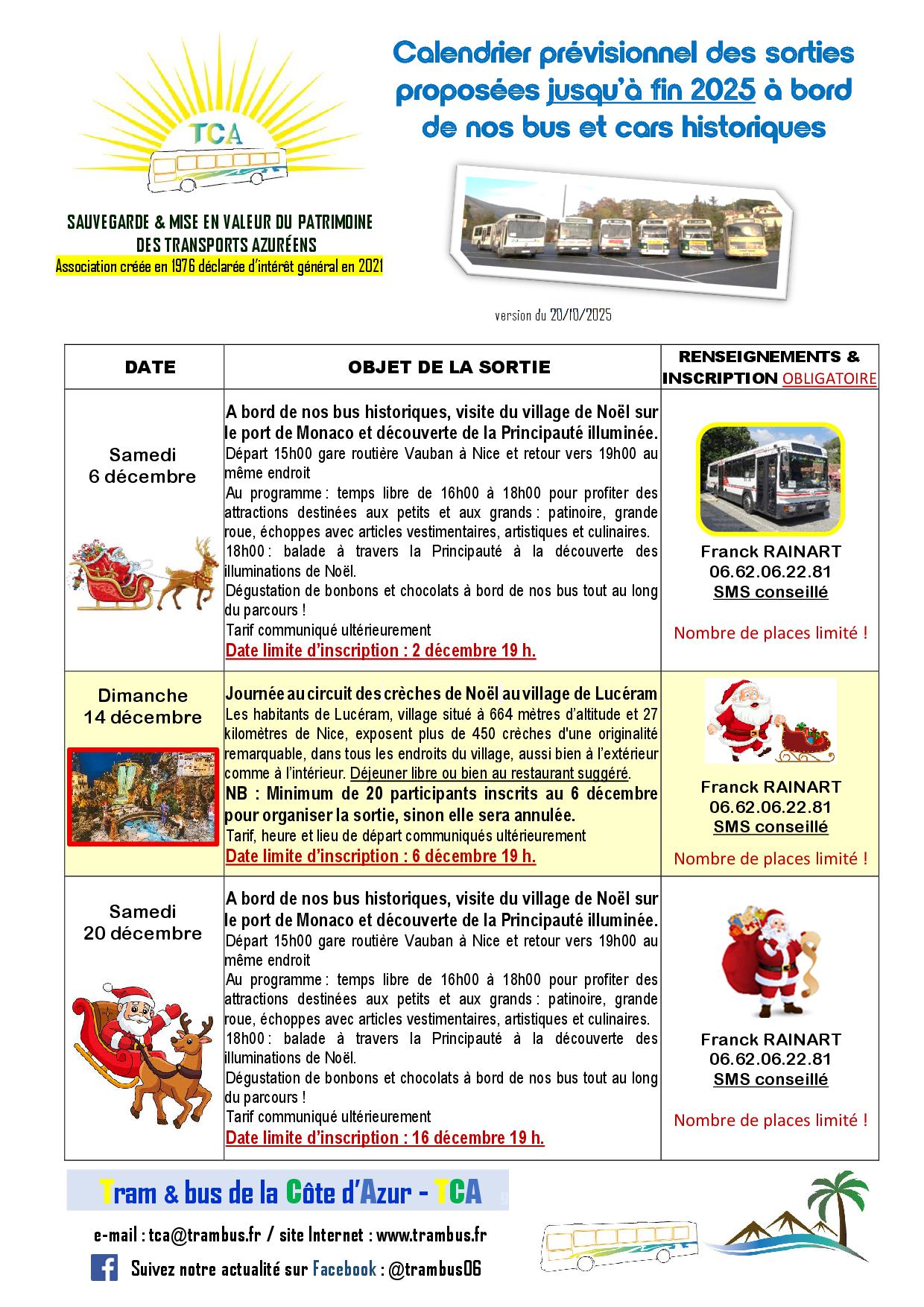 Calendrier prévisionnel sorties TCA fin 2025f